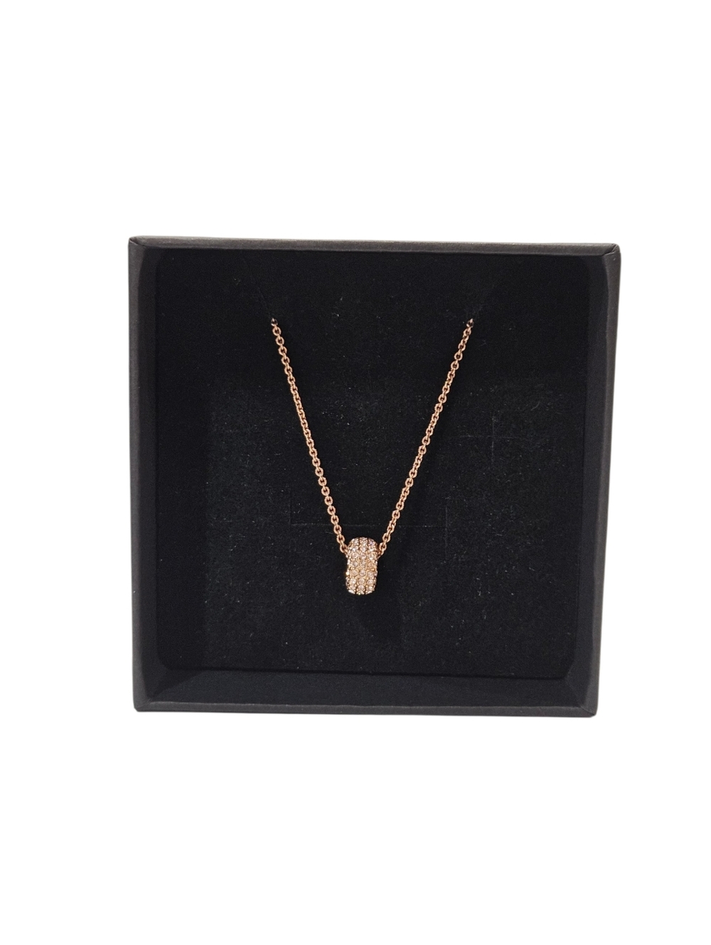 Swarovski Rose Gold Pavé Barrel Pendant Necklace